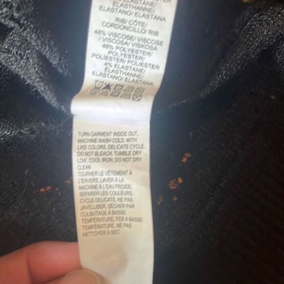 Lucky Brand Sm Black Pullover Crochet Knit Crewneck Sweater Minimalist Stretch - Picture 7 of 9